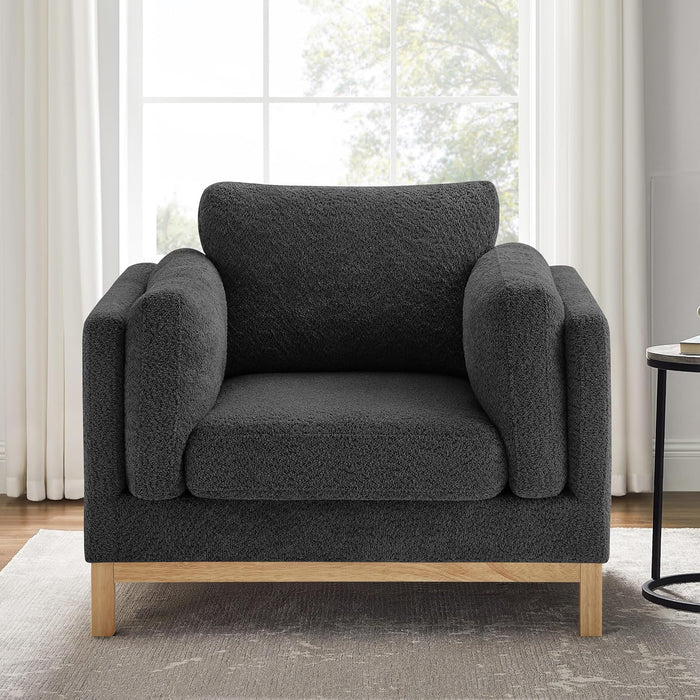 41.34" Oversized Accent Chair, Upholstered Armchair with Solid Wood Legs Living Room Chairs with Wide Armrest Pads, Reading Chair for Bedrooms, Apartments, Living Rooms, Offices（Dark Grey）