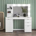 Olivia White 6 Drawer Makeup Vanity with Lighted Mirror, Storage Cabinet and Open Shelves