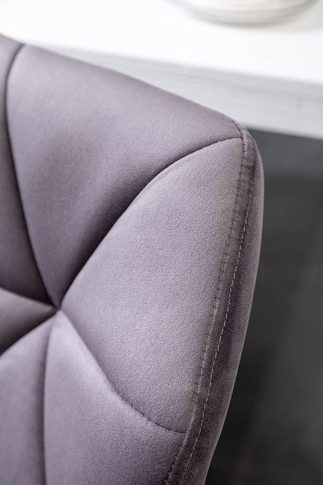 Breni Velvet Diamond Tufted Swivel Adjustable Height Barstools, Set of 2, Gray