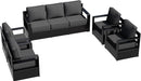 Outdoor Aluminum Furniture Set, 5-Piece Patio Conversation Set, 4 Chairs and 1 Sofa, All-Weather Metal Frame, 6" Thick Removable Cushions, Deep Setting for Garden, Poolside and Porch