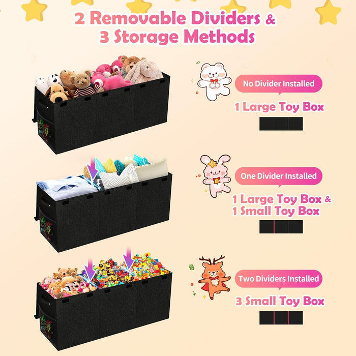 Collapsible Extra Large ToyBox Organizer Black 40x14x16