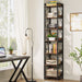 Tall Slim SevenTier Bookshelf CornerDisplayShelf Brown