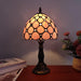 Tiffany Table Lamp 3-Way Light Handmade Bedside Lamp Small Desk Night Lamp Stained Glass Antique for Home Office Bedroom Living Room Study Room (Pink Pearls Style)