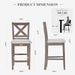 Upholstered Counter Height Bar Stools Set of 4, Modern Kitchen Island Barstools Chairs with Cross Back and Wood Legs for Dining Room Bar, Light Brown Wash