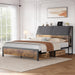 Queen Bed Frame, Ergonomic Padded Headboard, Integrated Charging Ports, Storage in the Headboard, Robust Construction, Quiet Comfort, and Designed to Be Used without a Box Spring