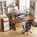 71 Inch Executive Desk, Large Computer Office Desk Workstation with Thick Desktop & Heavy Duty Metal Legs, Modern Industrial Writing Study Table for Home Office (Deep Brown/Black)