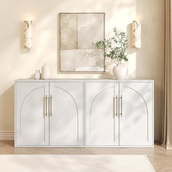 Arched Buffet Cabinet with 2 Adjustable Shelves, Small Modern Farmhouse Sideboard & Media Console Credenza, Also Storage Cabinet, Anti-Tip Kit – for Living Room, Kitchen, Coffee Bar, Bedroom