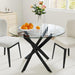 35.5" Glass Dining Table for 4, round Tempered Glass Kitchen Table | Modern Circle Glass Dinner Table with Black Metal Legs for Space Saving Dining Room Apartment Home Office