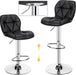 Bar Stools Set of 2, Modern Adjustable Kitchen Island Chairs, Black PU Leather Swivel Counter Stools for Bar, Kitchen Counter, Black