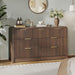 Fluted Drawers Dresser for Bedroom, Wood Dressers with Gold Handles, Modern Dressers with Wave Texture, Large Storage Chest of Drawers, Bedroom Dresser Organizer 55'' & 7 Drawers (Walnut)