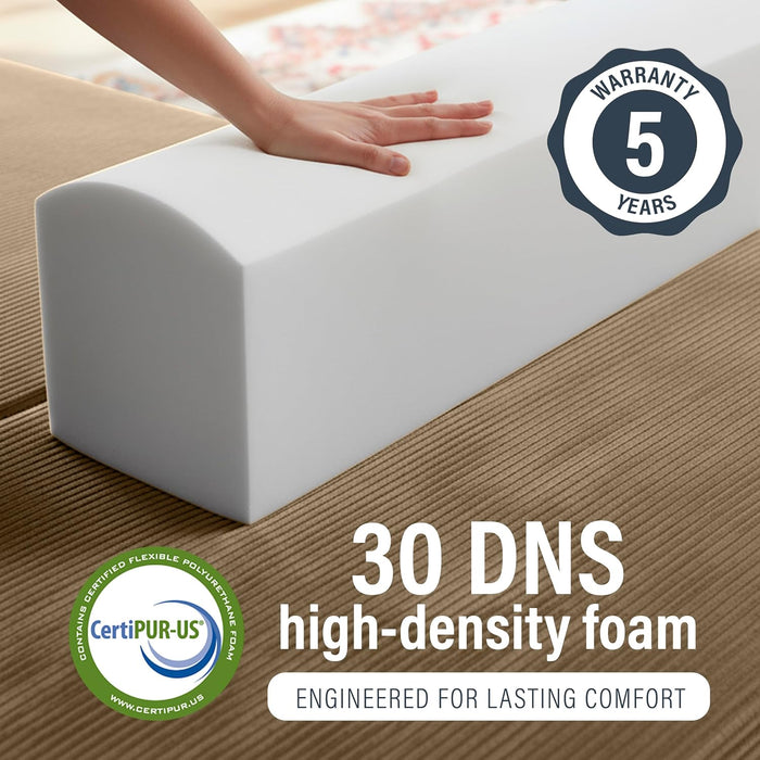 2-Piece Modular Corduroy Ottoman – Boneless Convertible Floor Sleeper & Guest Seating Mat – Pet-Friendly, High-Density Certipur-Us Foam, Washable Covers, Anti-Slip Base - Latte Brown