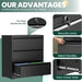 3 Drawer Lateral File Cabinet with Lock, File Cabinet for Home Office,Black