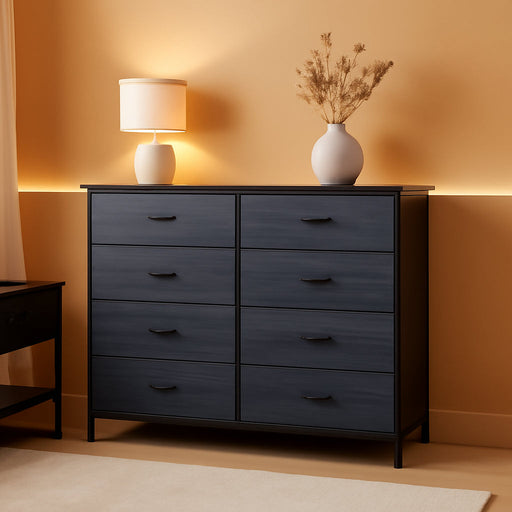 Dresser with 8 Drawers - Fabric Storage Tower, Organizer Unit for Bedroom, Hallway, Closets - Sturdy Steel Frame, Wooden Top & Easy Pull Fabric Bins