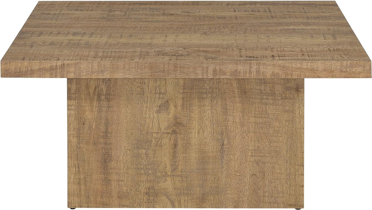 Coaster Home Furnishings Zetta Square Cocktail Living Room Coffee Table Engineered Eco-Friendly Wood Look Laminate Veneer Rustic Farmhouse Mango Brown 708068