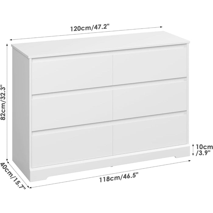 White 6-Drawer Dresser with Deep Storage
