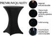 12 Pack 32X43 Inch Highboy Spandex Cocktail Table Cover Black, Fitted Stretch Cocktail Tablecloth for round Tables (12PC 32X43 Black)