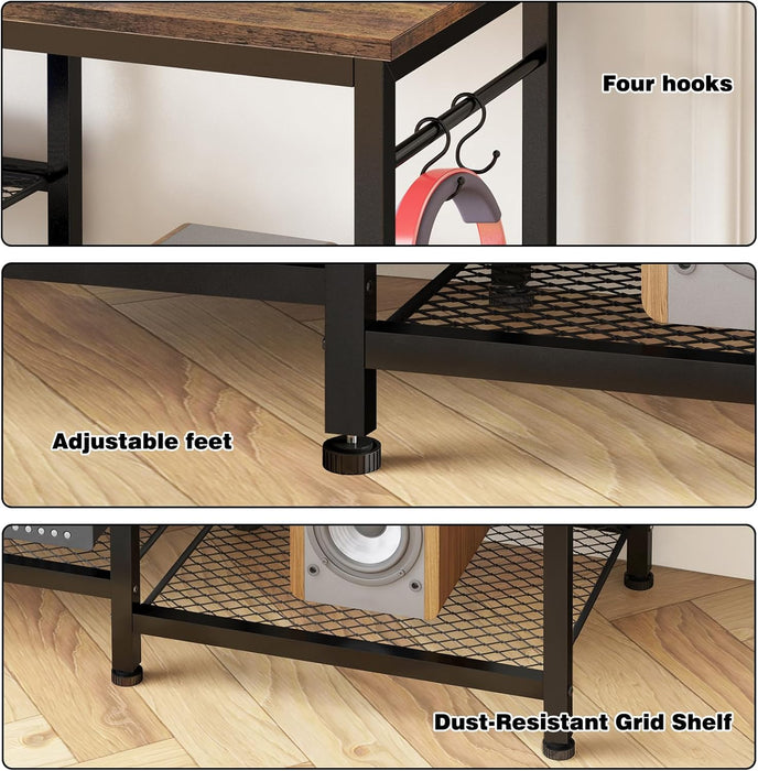 TV Stand for Living Room Entertainment Center for 55 Inch Tvs, TV Media Console Table Television Stands for Bedroom, Rustic Brown