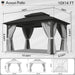 10' X 14' Hardtop Gazebo, Aluminum Metal Outdoor Gazebo with Galvanized Steel Double Roof, Permanent Patio Pavilion with Breathable Netting and Curtains for Dining, Wedding, Party
