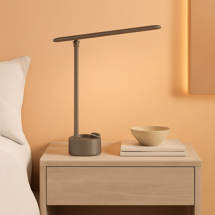 HWT-H01 LED Desk Lamp Stepless Dimmable Table Lamp with USB A+C Dual Charging Port Eye-Caring Foldable Desk Light with 3 Color Modes for Home Office Bedroom Reading Study Sunturalux (Gray)
