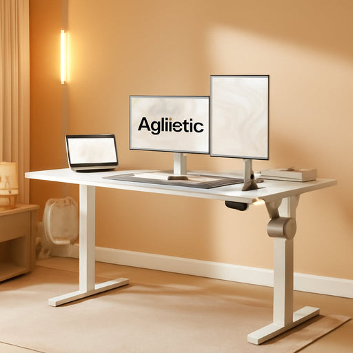 Electric Standing Desk, 48 X 24 Inches Height Adjustable Desk, Sit Stand up Desk for Work Office Home, Ergonomic Rising Computer Table with Memory Preset, White