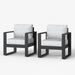Outdoor Patio Aluminum Chair, Metal Modern Armchair Set of 2 with Washable Thick Cushions