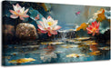 Lotus Canvas Wall Art for Living Room, Zen Yoga Wall Decor Landscape Painting Textured Artwork for Christmas Gift Spa Bedroom Hallway Kitchen Office Home Decor 58"X29"