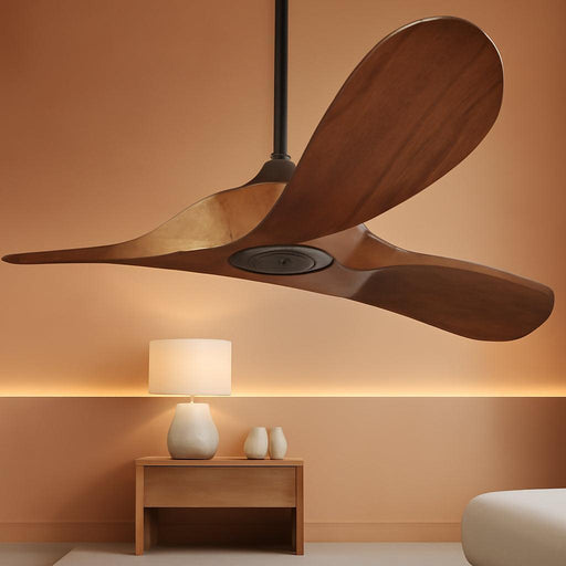 52 Inch Outdoor Ceiling Fans without Lights, Propeller Wood Ceiling Fan No Light with Remote Control, Outdoor Fan for Patios Farmhouse 3 Blades Ceiling Fans Quite ETL Listed, Dark Walnut