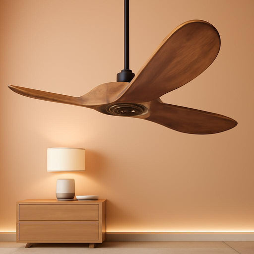 52 Inch Outdoor Ceiling Fans without Lights, Propeller Wood Ceiling Fan No Light with Remote Control, Outdoor Fan for Patios Farmhouse 3 Blades Ceiling Fans Quite ETL Listed, Dark Walnut