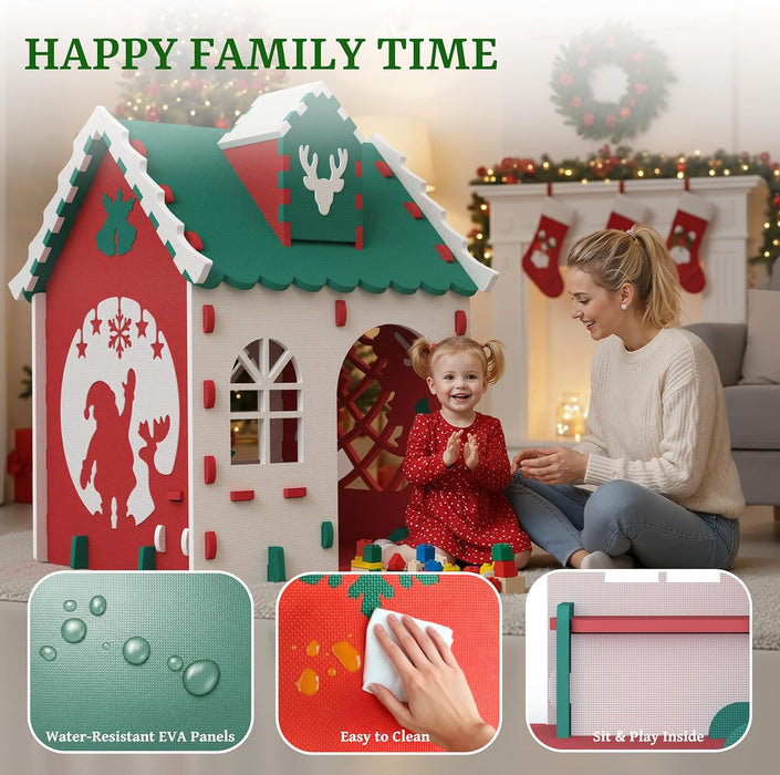 Christmas Playhouse for Kids, Indoor & Outdoor EVA Play House for Toddlers 1–4, Safe Food-Grade Material, Easy Assembly Children'S Playset (White)