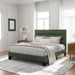 Queen Size Platform Bed Frame with Fabric Upholstered Headboard and Wooden Slats Support, Fully Upholstered Mattress Foundation/No Box Spring Needed/Easy Assembly, Green
