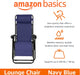Zero Gravity Lounge Chair with Pillow, Foldable Outdoor Reclining Chair for Patio and Beach, Weather-Resistant Textilene, 300 Lb Capacity, 26", Navy Blue