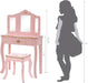 Kids Vanity Set with Mirror and Stool, Kids Make up Vanity Desk with Mirrror for Little Girls, Children Makeup Dressing Table with Drawer, Pink