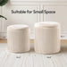 Ottoman with Storage Set of 2, Velvet round Storage Ottoman, Upholstered Sponge Vanity Stool Support 300Lbs, Multifunctional Coffee Table Foot Rest Ottoman for Living Room Bedroom, Beige