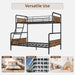Bunk Bed Twin over Full Size with High Guardrail and Ladder,Twin Size Convertible Metal Bunk Beds for Kids/Teens/Adults,Easy Assembly, No Box Spring Needed,Vintage Brown