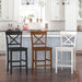 Bar Stools Set of 3, 24" Wooden Barstools with X Back, Black