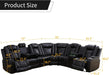 Power Reclining Sectional Sofa for Living Room,Modern L-Shaped Black Air Leather Sectional Couch Set,Recliner Sofa Set,With LED Lights,Cup Holder,Storage,Charging Ports,Home Theater Seat
