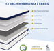 Queen Size Mattress, 12 Inch Queen Mattresses in a Box, Hybrid Spring Mattresses with Comfort Foam and Pocket Coils for Pressure Relief & Motion Isolation