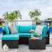 5 Pieces Patio Furniture Sets, Outdoor Sectional Sofa, All Weather Rattan Wicker Couch with Glass Table, Patio Conversation Set for Porch Backyard Garden Pool Deck Balcony