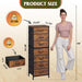 Tall Dresser for Bedroom, 7 Drawer Dressers & Chests of Drawers, Fabric Dresser for Closet, Night Stand with Metal Frame, Storage Tower with Fabric Bins, Wood Top, Rustic Brown Wood Grain Print
