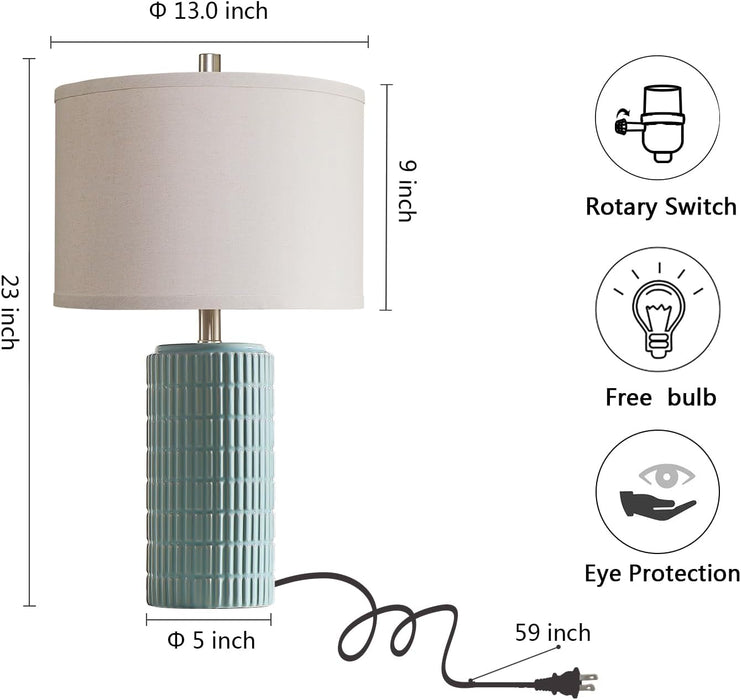 23" Set of 2 Modern Ceramic Table Lamps for Living Room