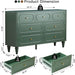 Fluted 7 Drawer Dresser for Bedroom, Modern Mid Century Chest of Drawers, Wood Storage Large Dresser Organizer for Bedroom Living Room Closet Hallway, Green