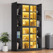 71" Display Cabinet with Acrylic Glass Doors, 6 Tier Display Cases for Collectibles, Curio Cabinet with LED Lights, Tall Bookcase with Adjustable Shelves, Black
