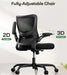Ergonomic Office Chair Desk Chair with 3D PU Armrests and Adjustable Lumbar Support Breathable Mesh Chair Executive Rolling Swivel Comfy Task Chair for Home Office Gaming Black