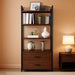 Bookcase, 4-Tier Rustic Bookshelf with 2 Drawers, Etagere Standard Book Shelves Display Shelf for Home Office