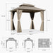 8' X 10' Hardtop Gazebo, Champagne Outdoor Aluminum Gazebo with Galvanized Steel Double Roof, Curtains and Netting for Patio Lawn and Garden