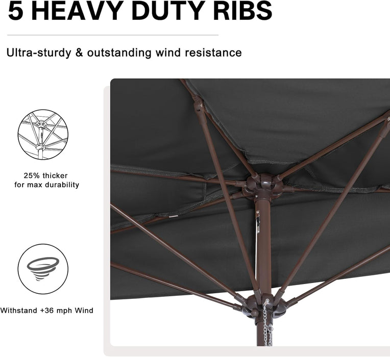Patio Umbrella 9FT - Outdoor Half Umbrellas for Patio, Backyard, Garden, Deck (Dark Gray)
