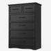 Black Farmhouse Dresser for Bedroom, Modern 6 Chest of Drawers, 44" Tall Chest of Drawers W/Brushed Metal Handle, Wood Closet Organizers and Storage Cabinet for Bedroom, Living Room, Hallway