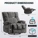 Oversized Recliner Chair with Massage and Heat, 360° Swivel Rocker