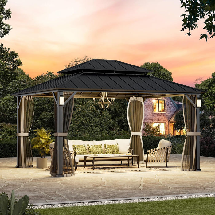 12x14 Foot Gazebo With Weatherproof Aluminum Hardtop
