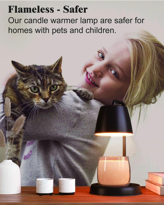 Candle Warmer Lamp with Timer and Dimmer - Electric Candle Lamp Warmer for Jar Candles - Ideal Home Decor Gift for Women, Daughter, and Mom - Includes 2 Bulbs (Black)